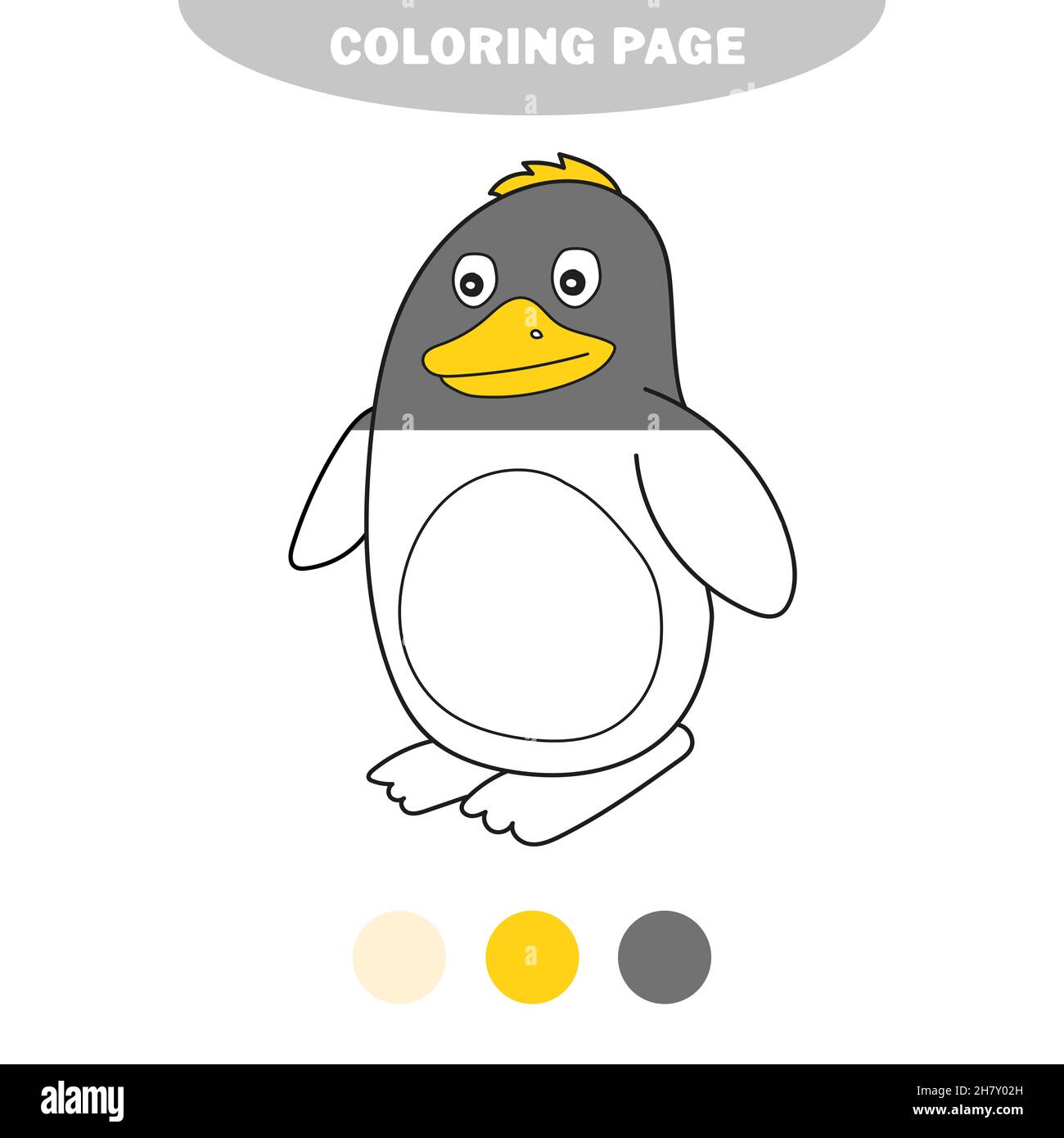 Simple coloring page vector illustration of penguin cartoon