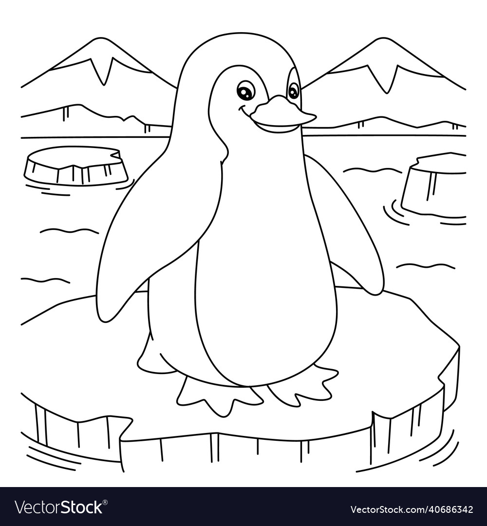 Penguin coloring page for kids royalty free vector image