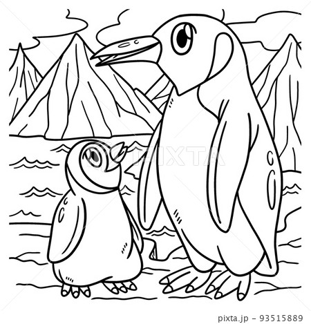 Penguin animal coloring page for kids