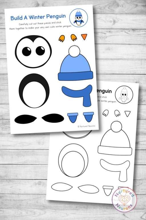 Build a wonderful winter penguin cut and paste craft