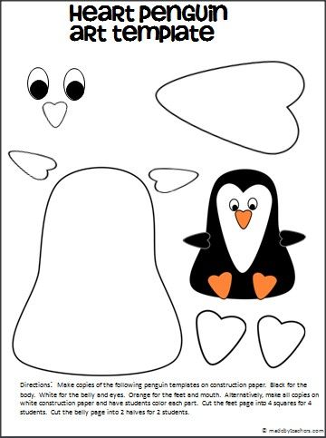 Free penguin art template heart shape made by teachers penguin crafts penguin art penguin craft