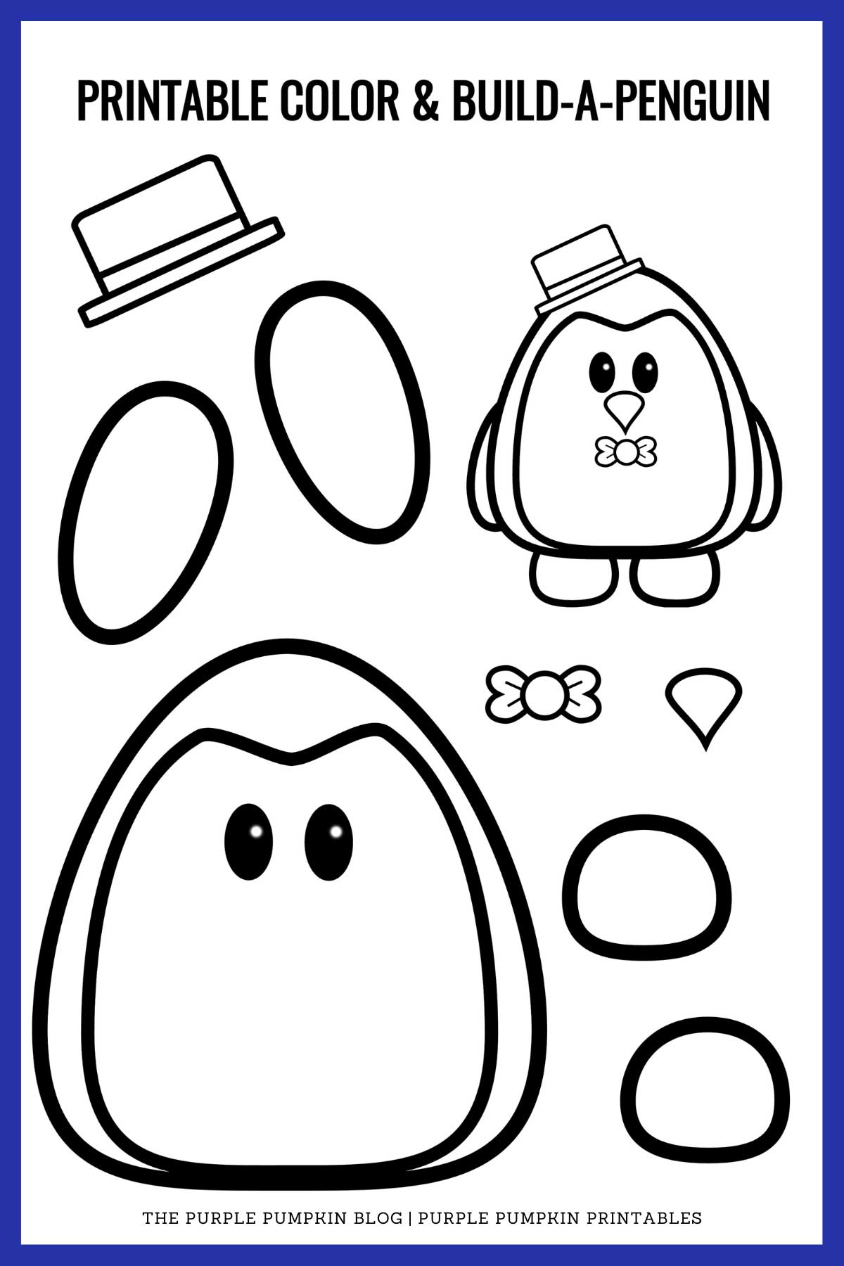 Printable color build a penguin