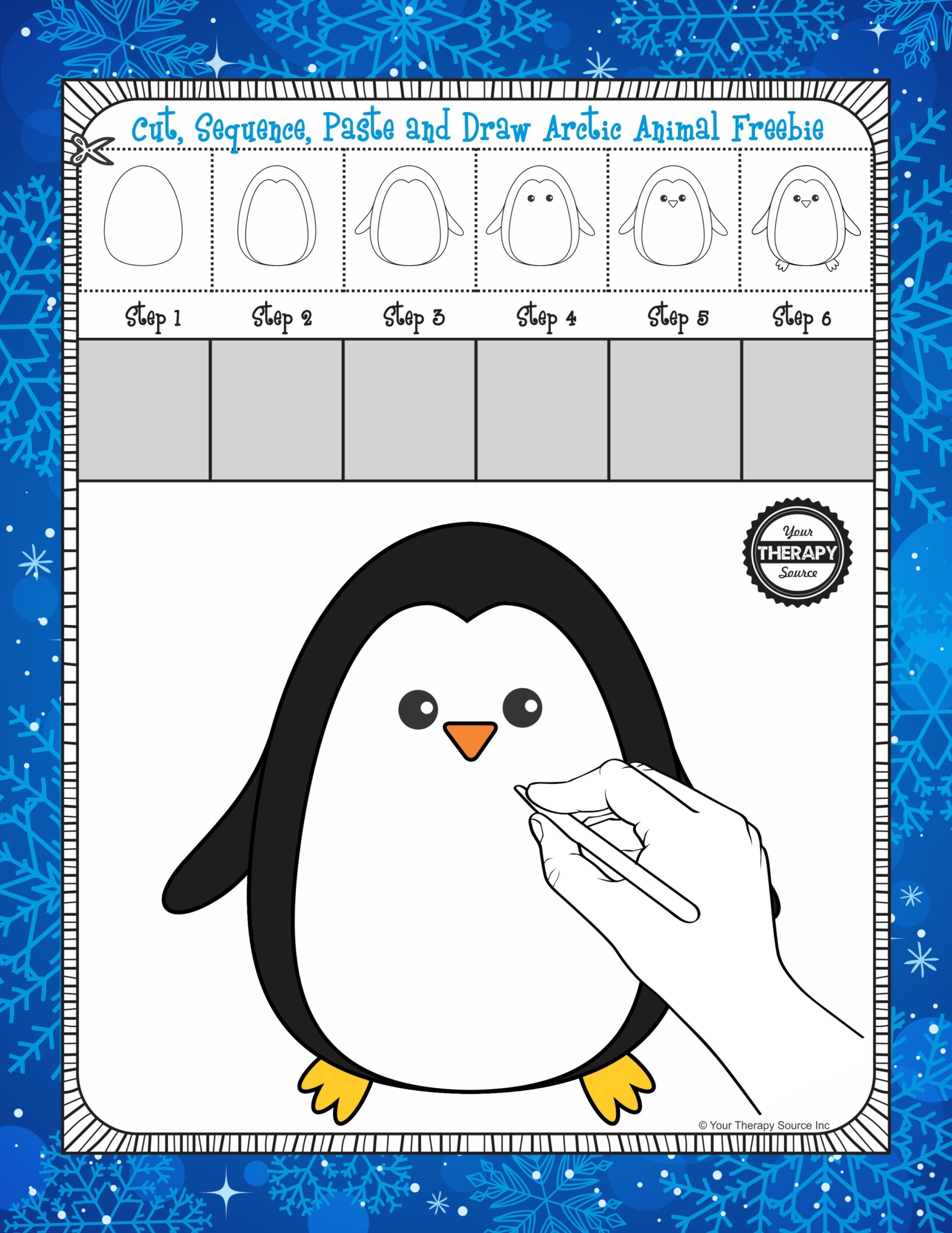 Cut sequence paste and draw penguin