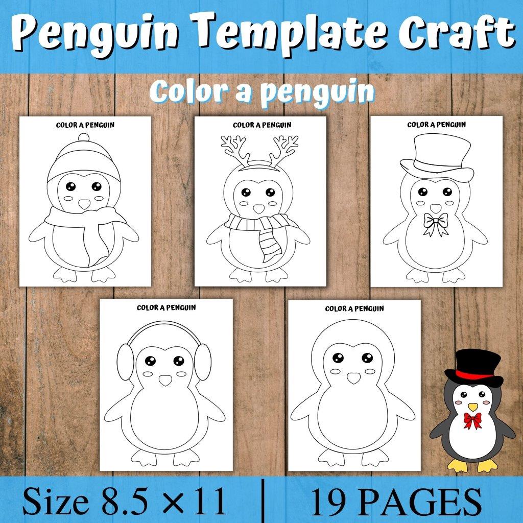 Penguin craft template build a penguin color build draw holidays activities made by teachers