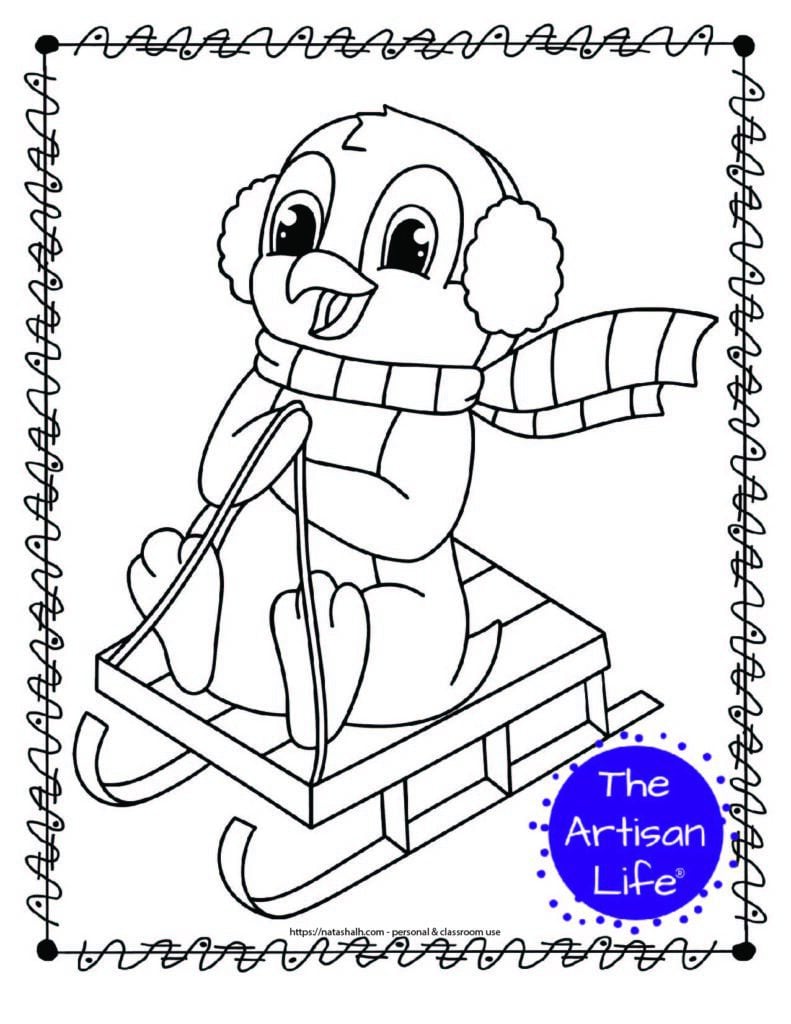 Free printable winter animal coloring pages for kids