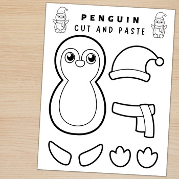 Penguin craft winter activities christmas craft color cut and paste