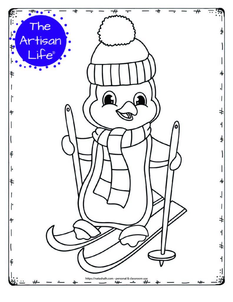 Free printable winter animal coloring pages for kids