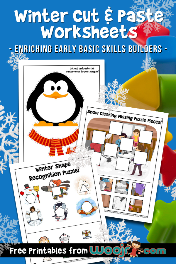 Winter cut paste worksheets woo jr kids activities childrens publishing