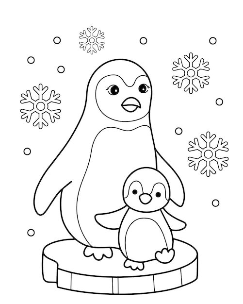 Premium vector pinguin coloring page illustration