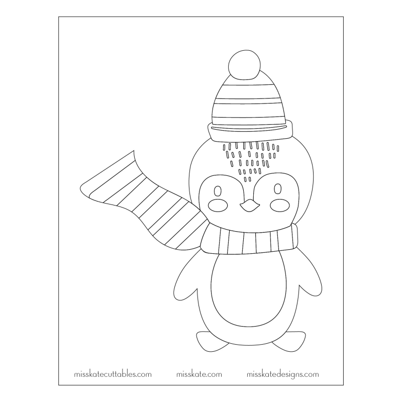 Penguin wearing scarf coloring page svg scrapbook cut file cute clipart files for silhouette cricut pazzles