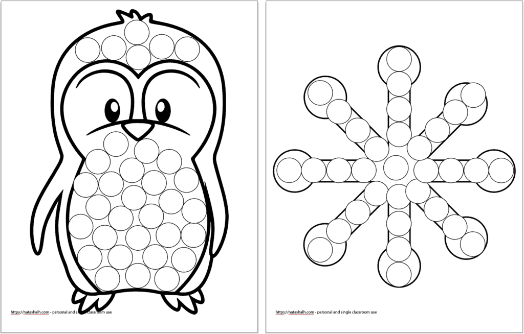 Free printable winter do a dot marker pages