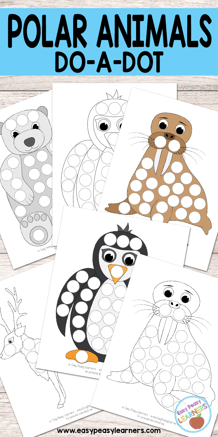 Free polar animals do a dot printables