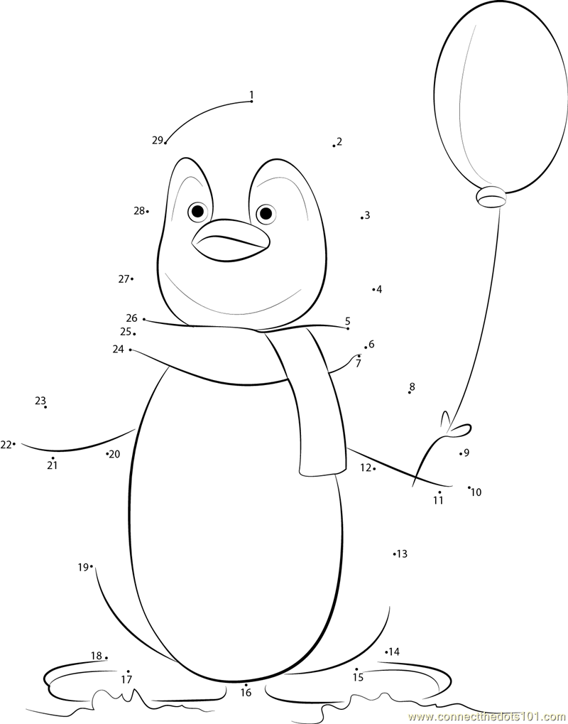 Baby penguin dot to dot printable worksheet