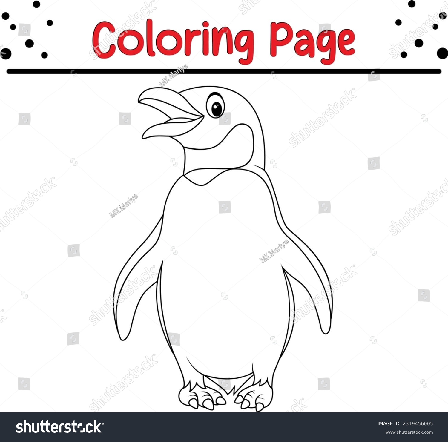 Penguin coloring page line art animal stock vector royalty free