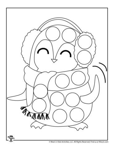 Penguin winter dot marker coloring page woo jr kids activities childrens publishing dot markers coloring pages childrens publishing