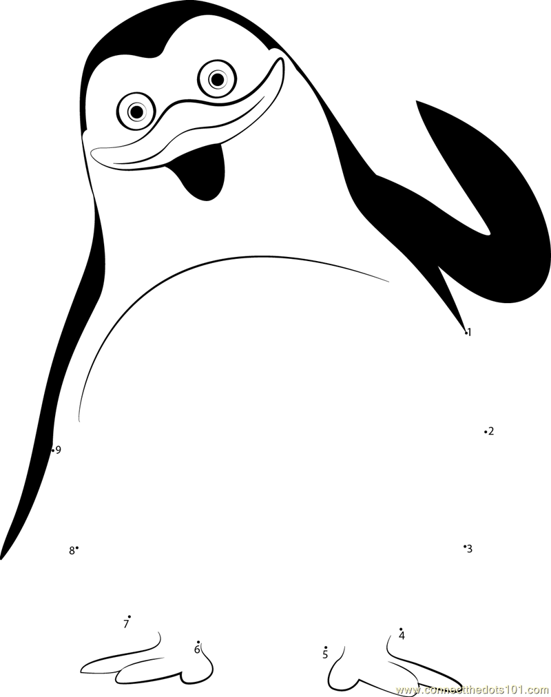 Penguin smiling dot to dot printable worksheet