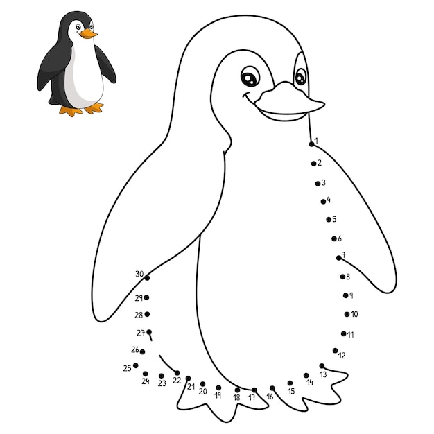 Premium vector dot to dot penguin isolated coloring page for kids