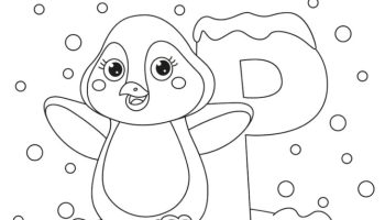 Ice skating penguin coloring page