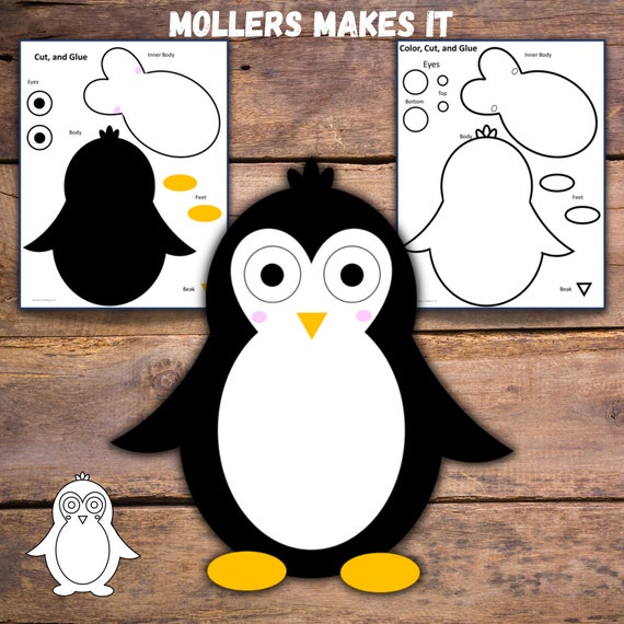 Penguin paper craft printable pattern template for kids preschool kindergarten and elementary download now