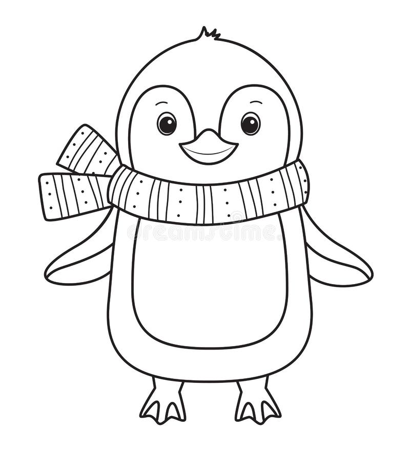 Penguin for coloring bookline art design for kids coloring page stock vector