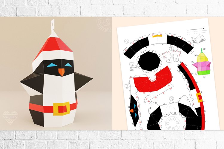 Diy paper santa penguin christmas toy d papercraft