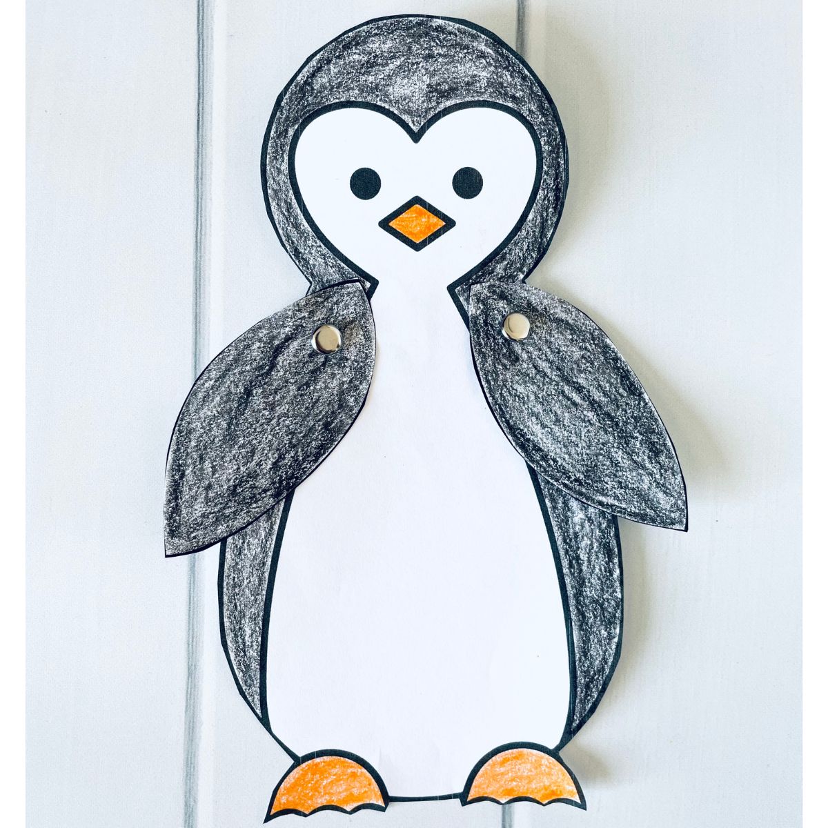 Paper penguin craft with flippers that move free printable