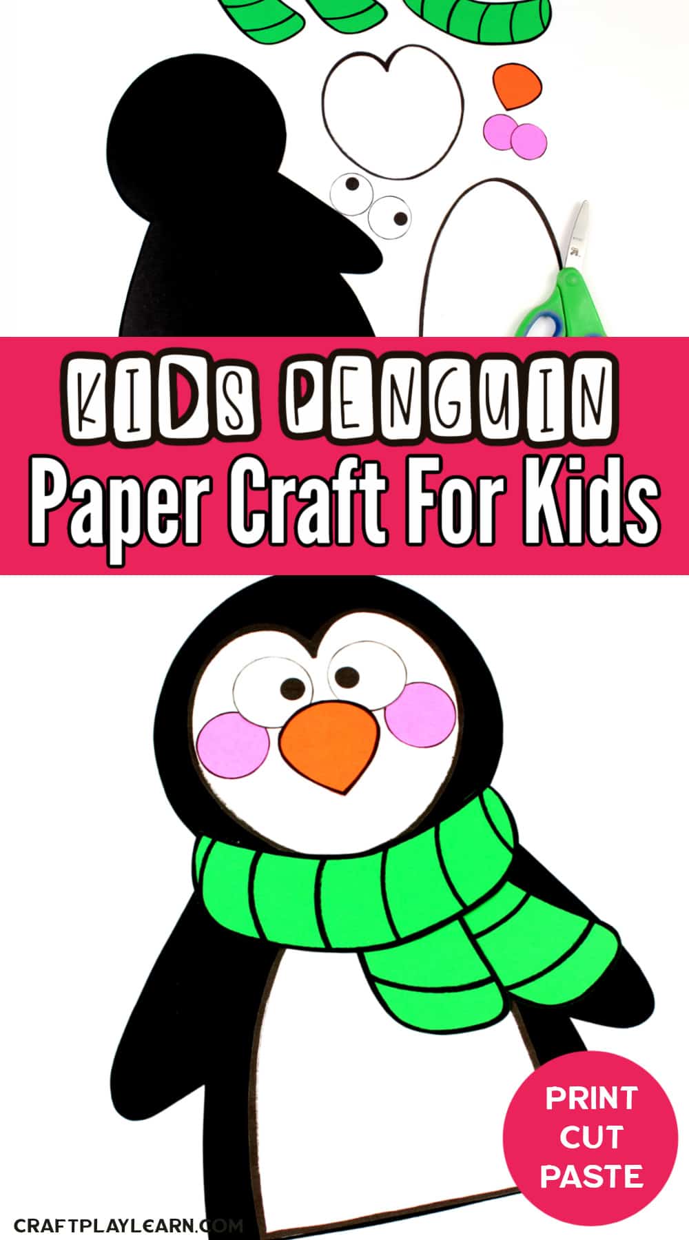 Paper penguin craft and writing activity