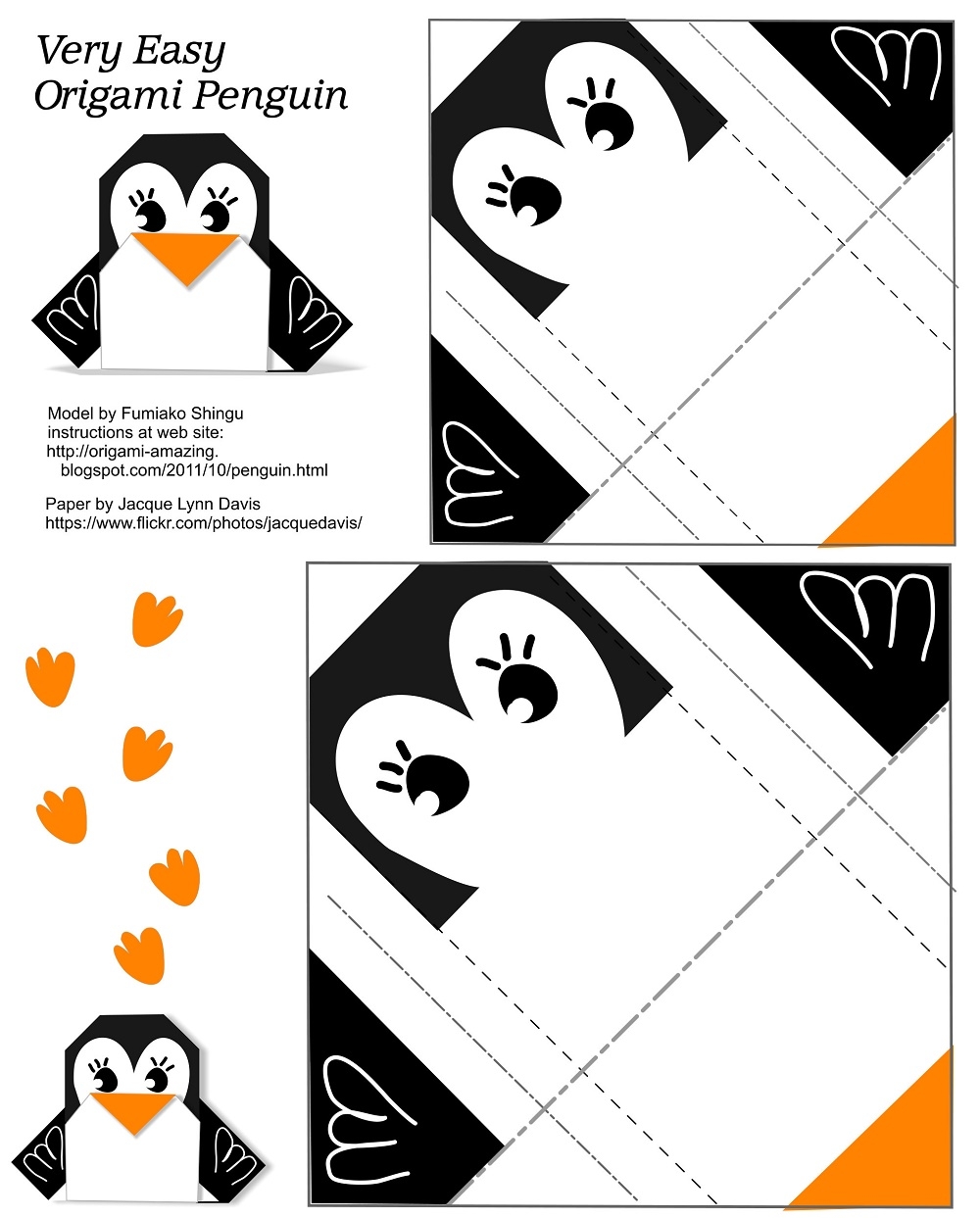 Easy origami penguin free printable papercraft templates