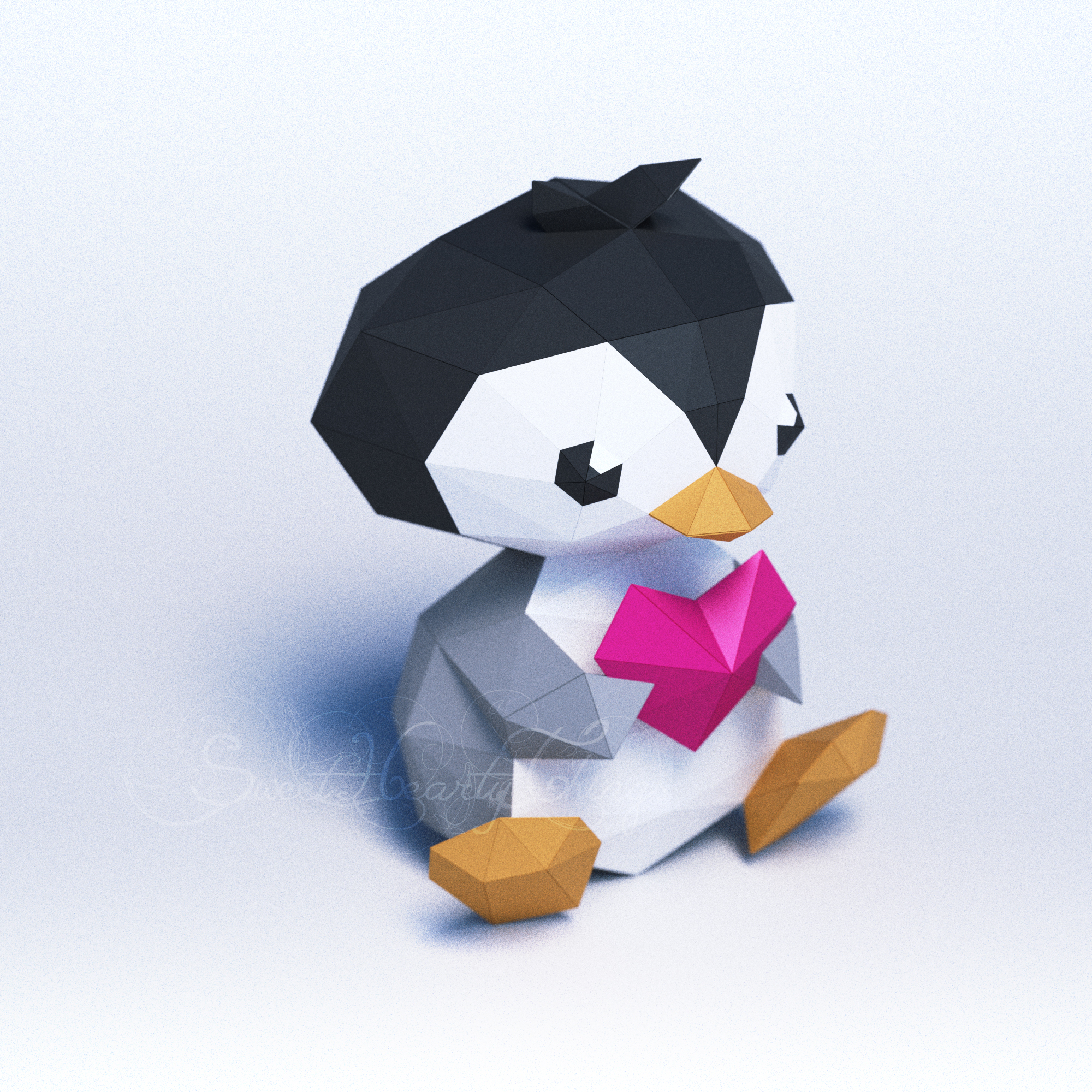 D papercraft baby penguin pdf dxf templates