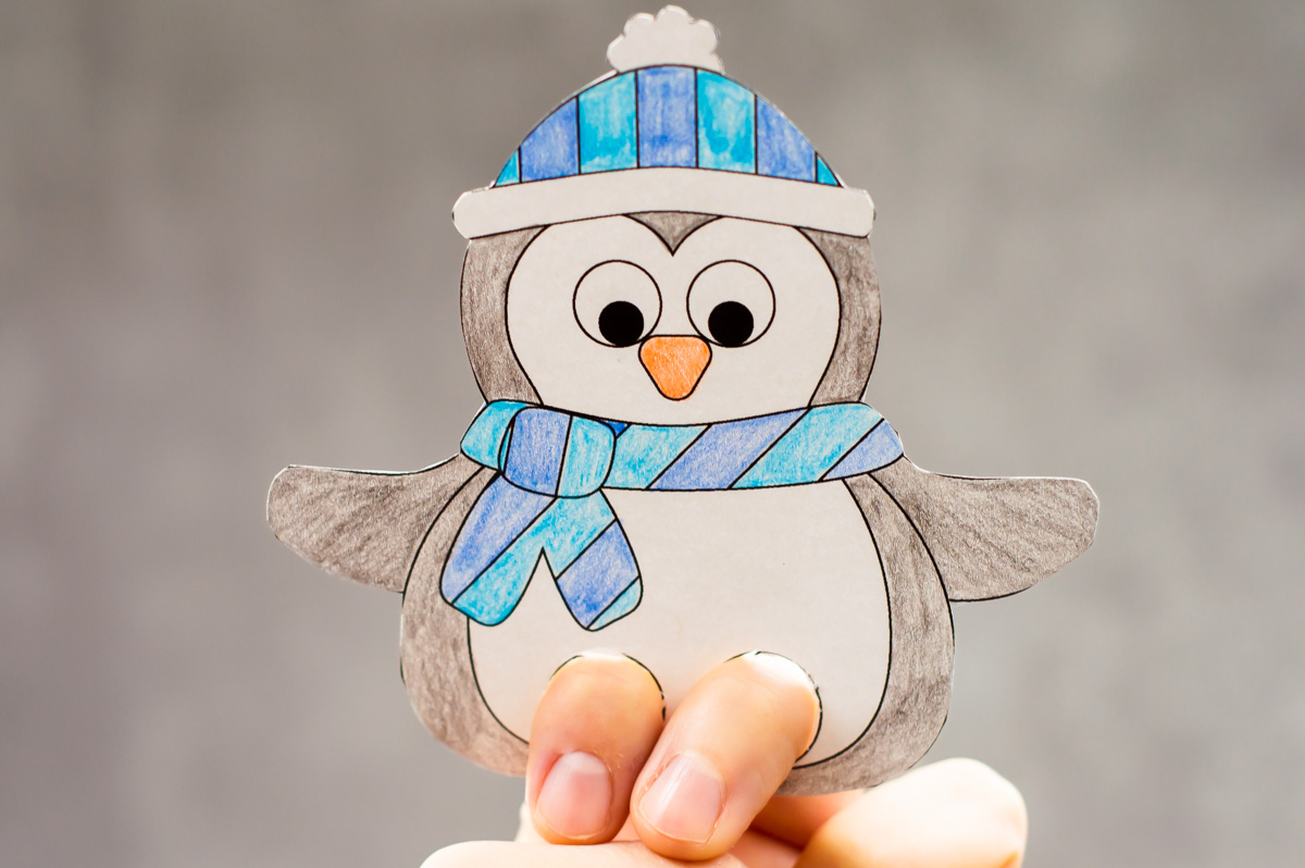 Penguin finger puppet craft homan at home