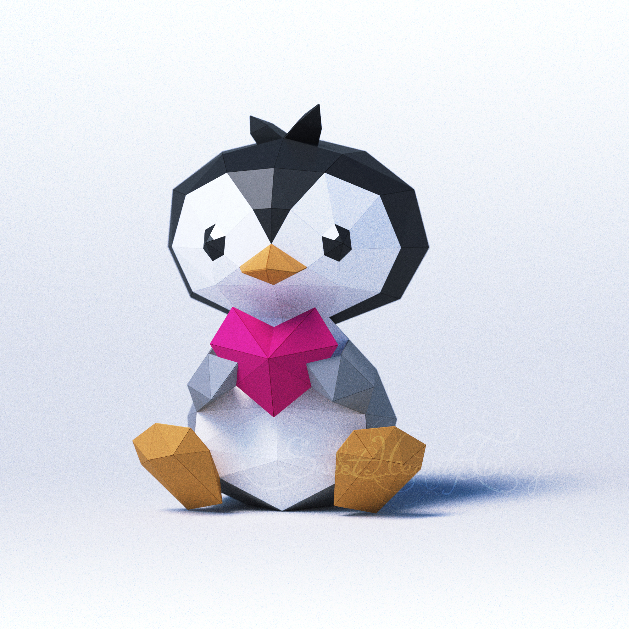 D papercraft â baby penguin â pdf dxf templates