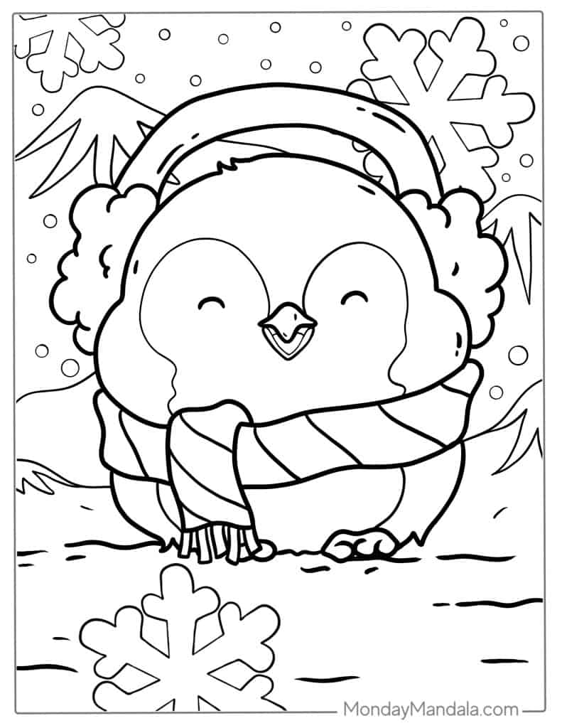 Penguin coloring pages free pdf printables