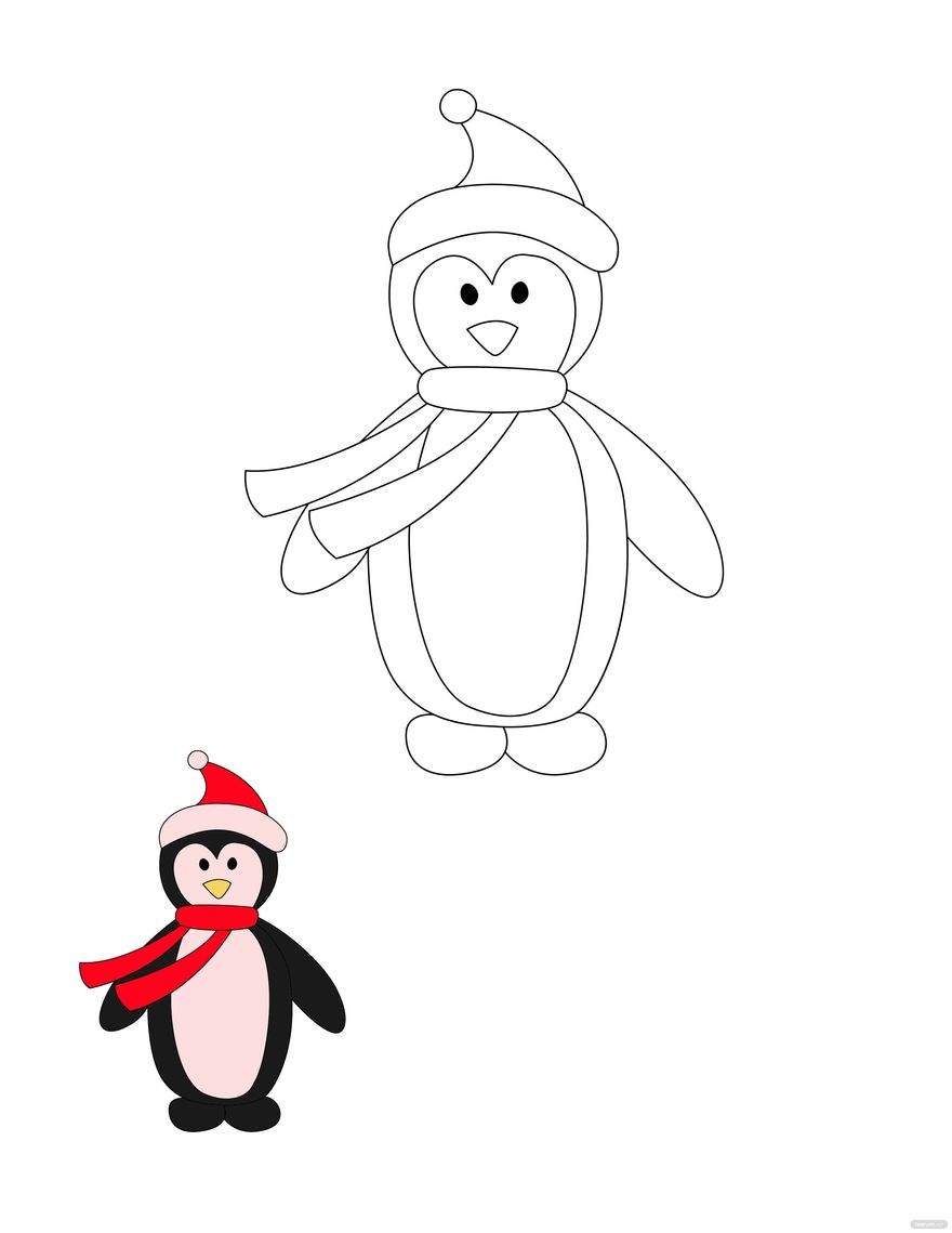 Free christmas penguin coloring page