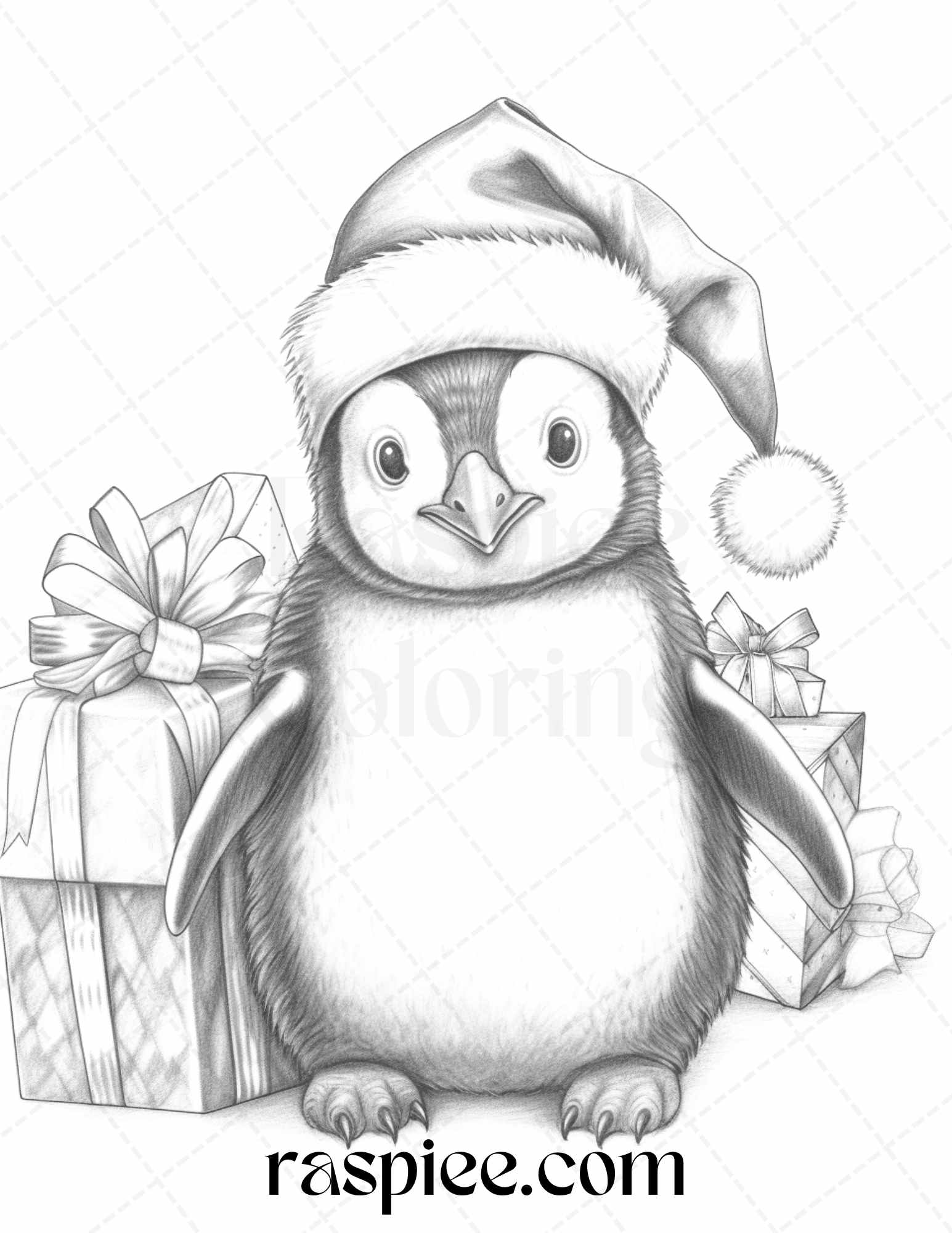 Christmas animals grayscale coloring pages printable for adults pd â coloring