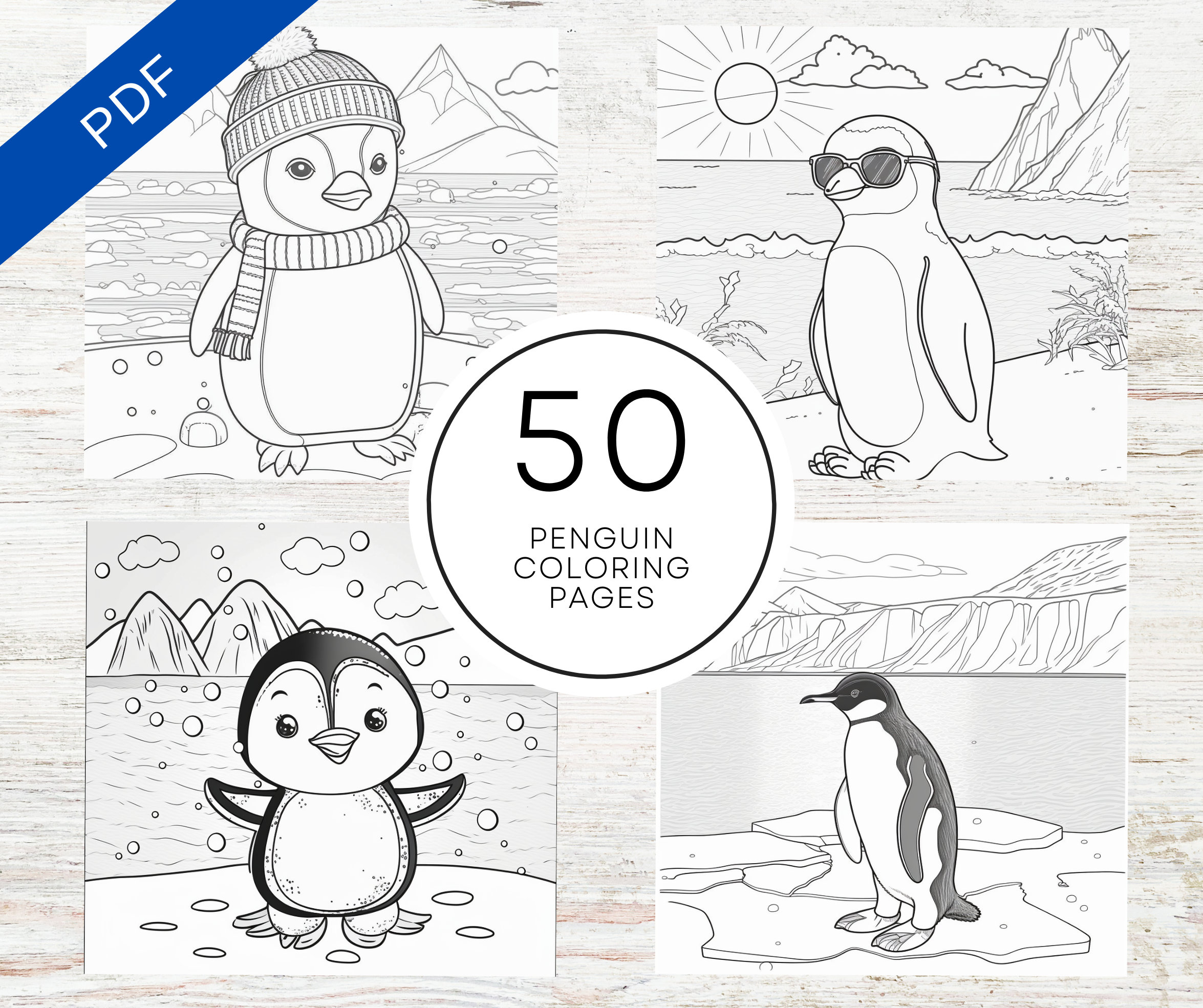 Kdp interior penguin coloring pages x printable pdf kids coloring book mercial use activity book