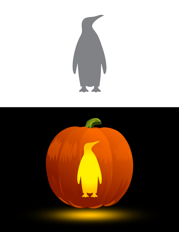 Printable emperor penguin pumpkin stencil