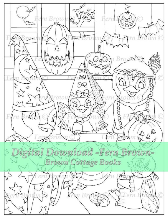 Coloring page printable download animal penguin coloring page line art penguin halloween by fern brown hand