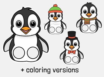 Penguin finger puppets with coloring