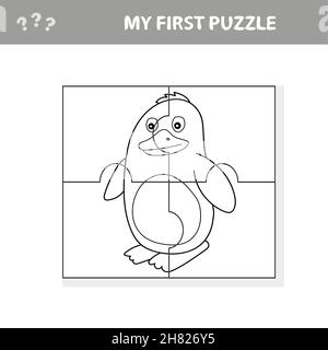 A vector illustration of penguin puzzle for preschooll kids