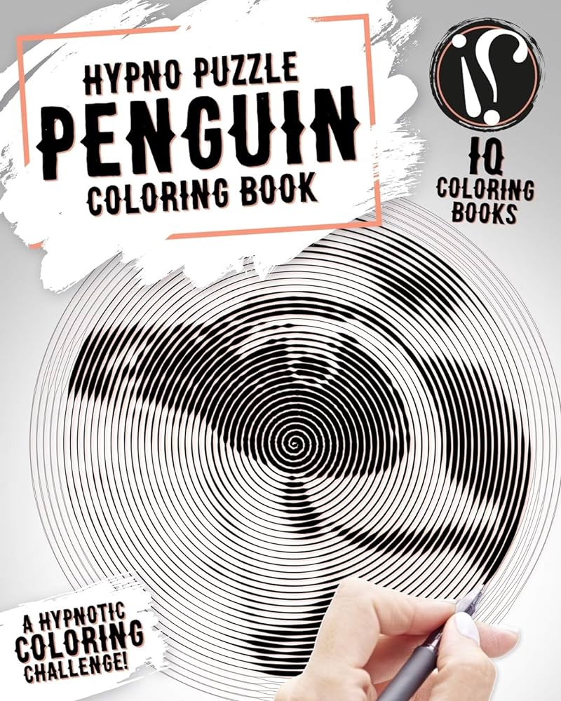 Penguin coloring book hypno puzzle single line spiral and activity challenge penguin coloring book for adults mystery puzzle coloring books for adults iq coloring books books