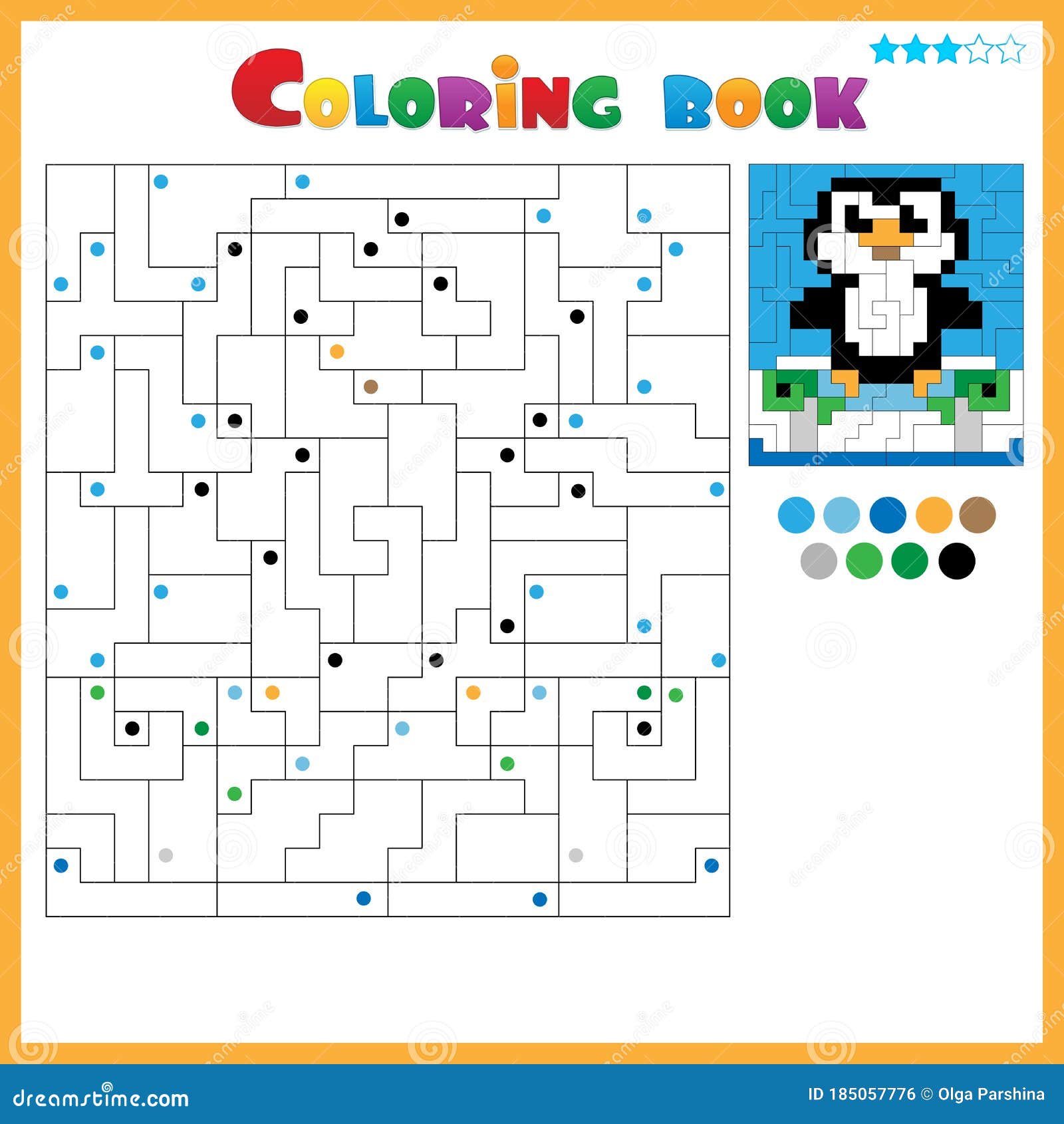 Penguin coloring book for kids stock vector