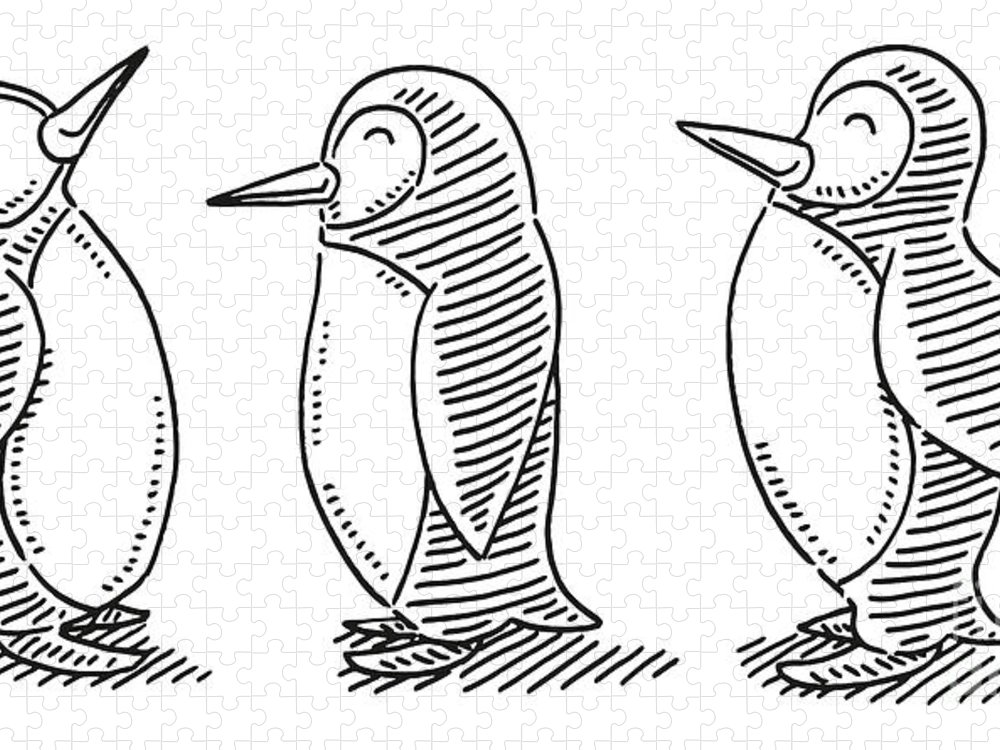 Cute cartoon penguins drawing jigsaw puzzle by frank ramspott