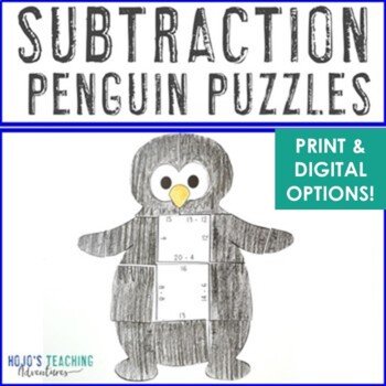 Subtraction penguin activities winter coloring page alternatives snow day math