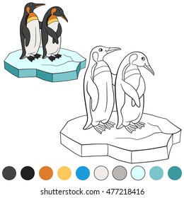 Coloring pages two little cute penguin stock vector royalty free