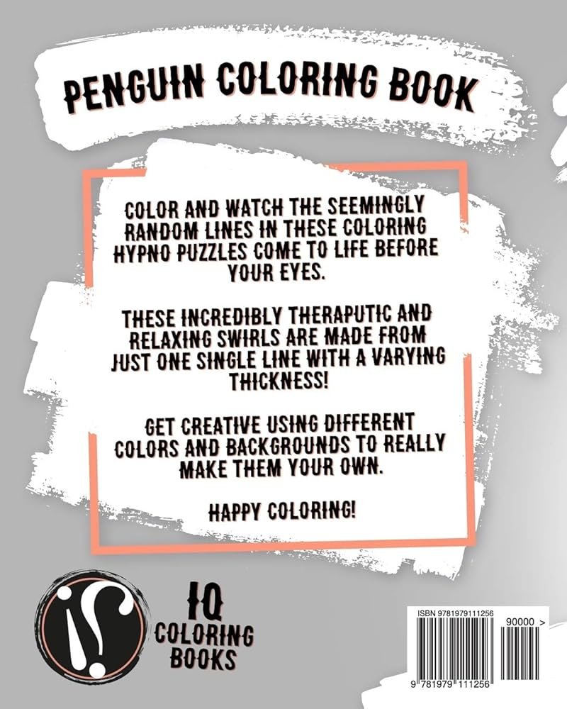 Penguin coloring book hypno puzzle single line spiral and activity challenge penguin coloring book for adults mystery puzzle coloring books for adults iq coloring books books