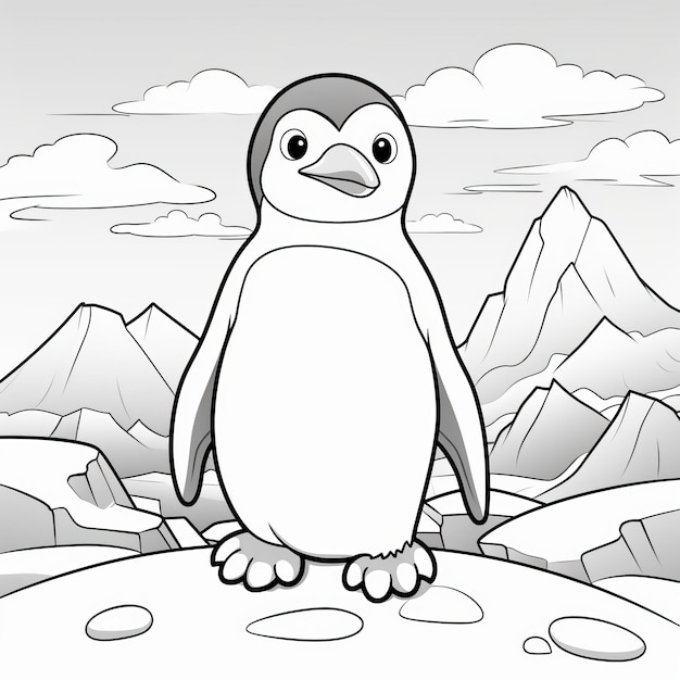 Premium ai image realistic penguin coloring page for toddlers