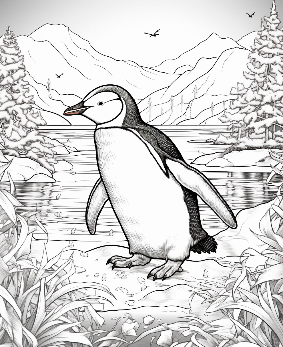 Penguin coloring book for children coloring pages