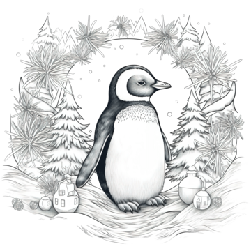 Handdraw pinguin christmas coloring pages premium vector christmas penguin coloring christmas animals png transparent image and clipart for free download