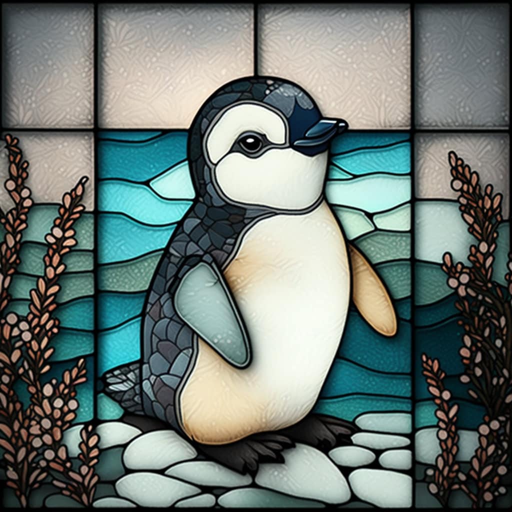 Baby penguin stained glass design for tumbler sublimation t