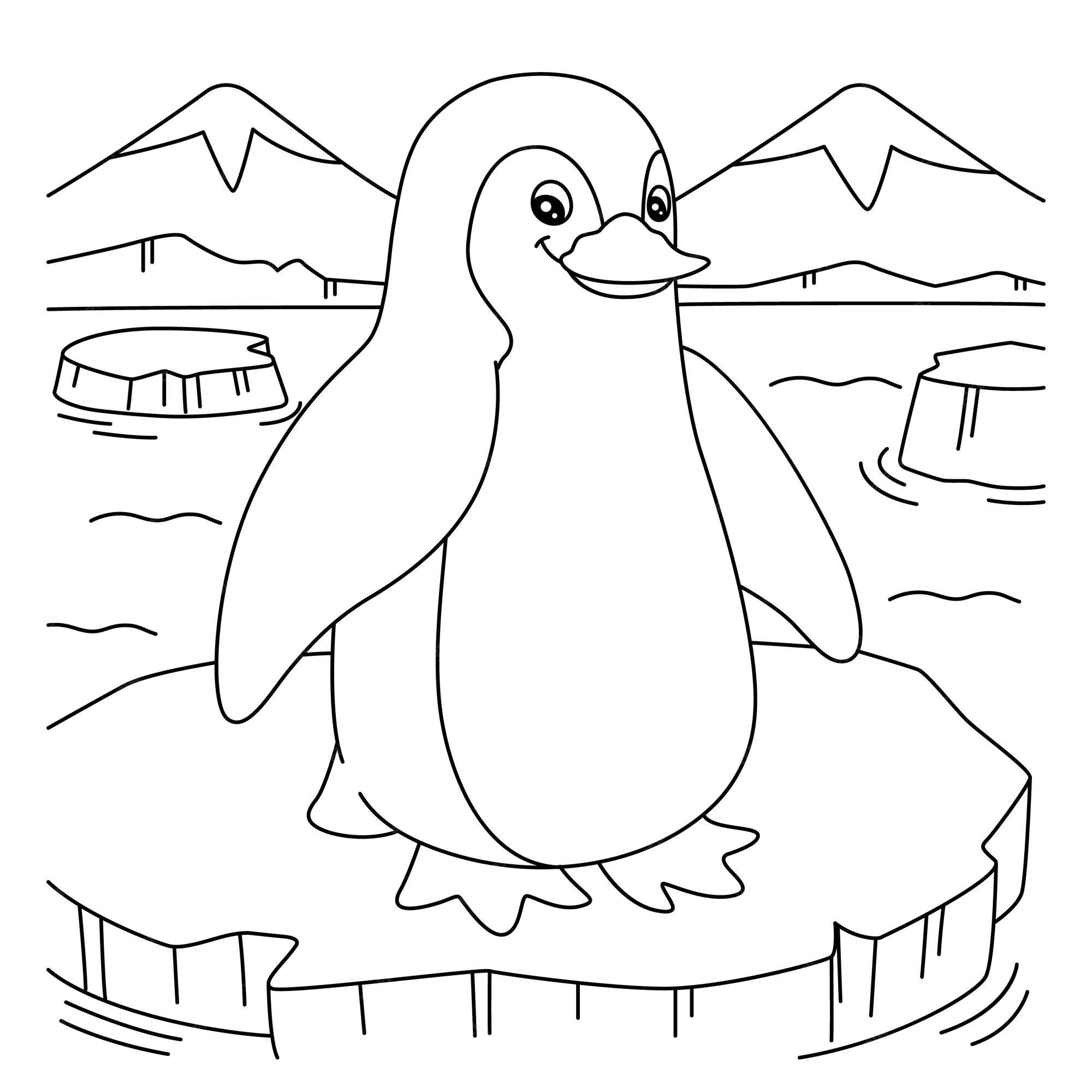 Premium vector penguin coloring page for kids